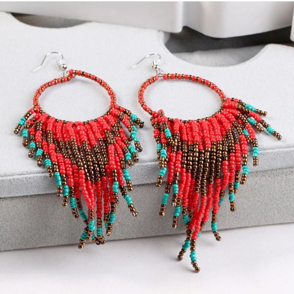 Bohemian Beads Tassel Earrings - Picture 4 of 14